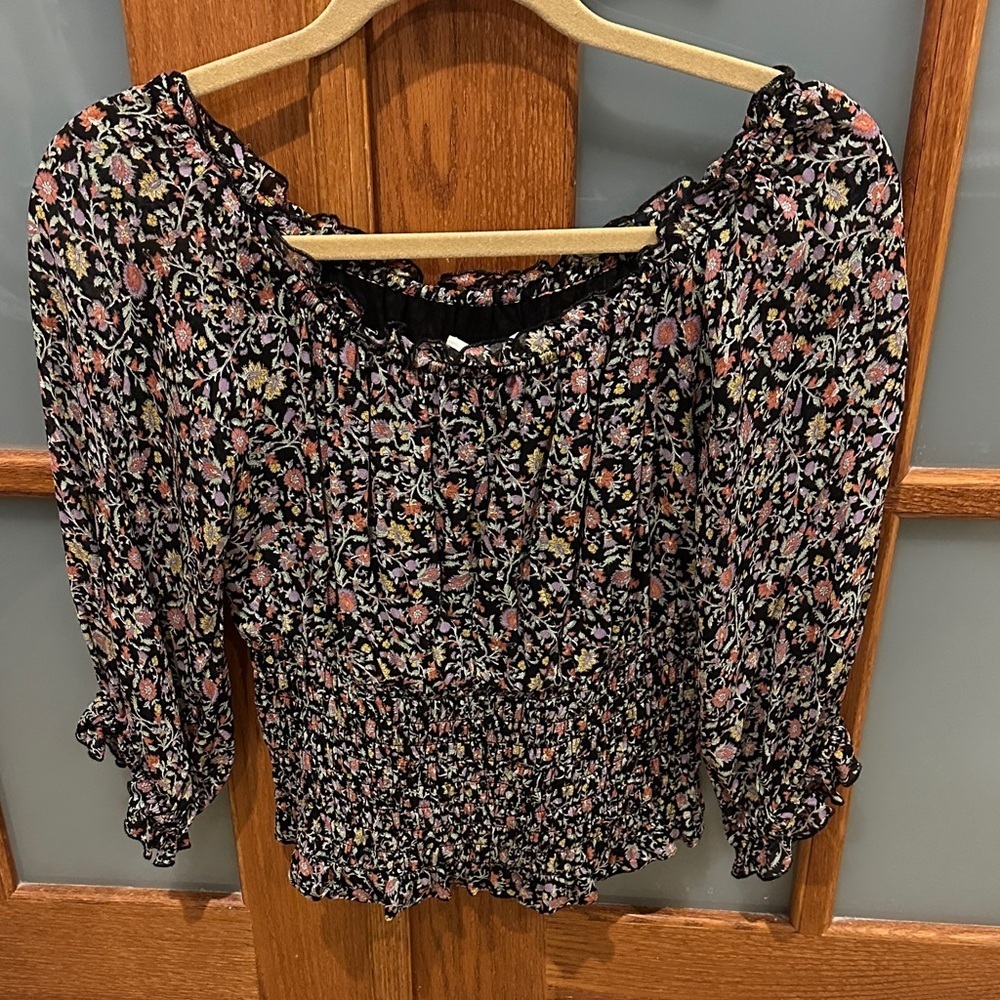 Anthropologie Black and Pink Floral Blouse​​ - Picture 2 of 7